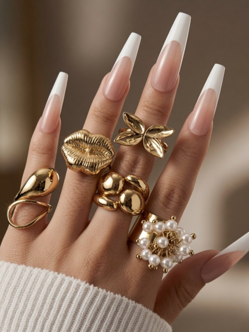Gold plated ring set fashion accessories